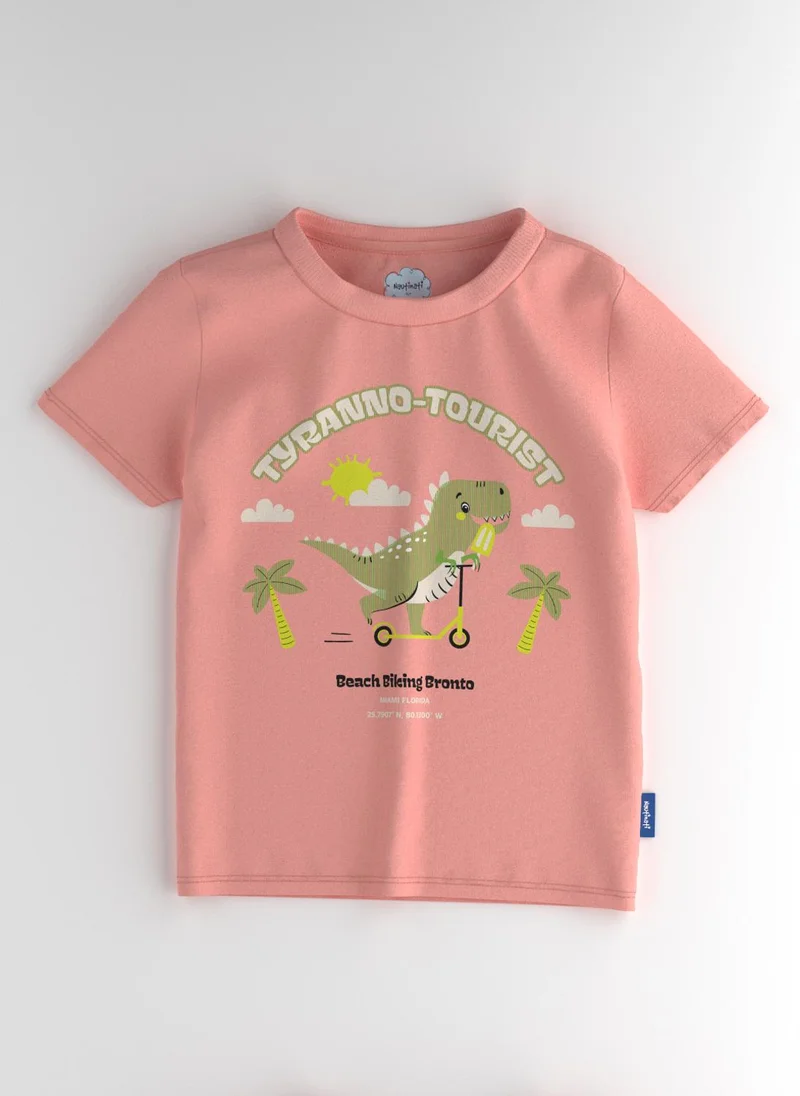 Nautinati Red Boys' Pack of 2 Cotton Dino Printed T-shirts for Men | Best Price UAE
